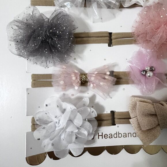 Danbar Simply Baby Chic Hair Bow Headbands Set of 10 NEW - Picture 6 of 11